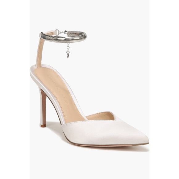 Veronica Beard ivory Lisa Chain Ankle Strap Pointed Toe Pump size 10 - Picture 2 of 11